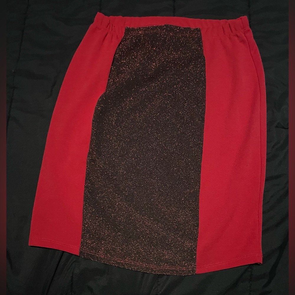 90s y2k red midi skirt